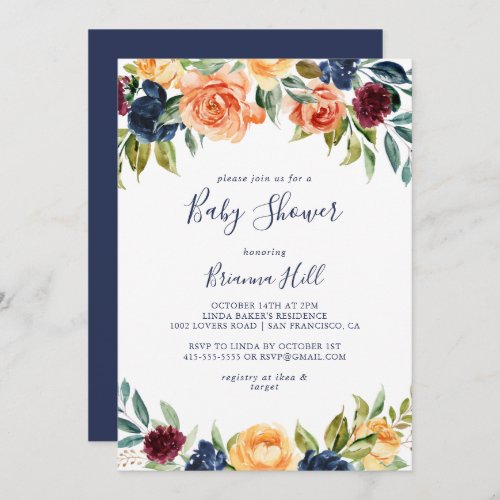 Multicolor Elegant Floral Baby Shower  Invitation