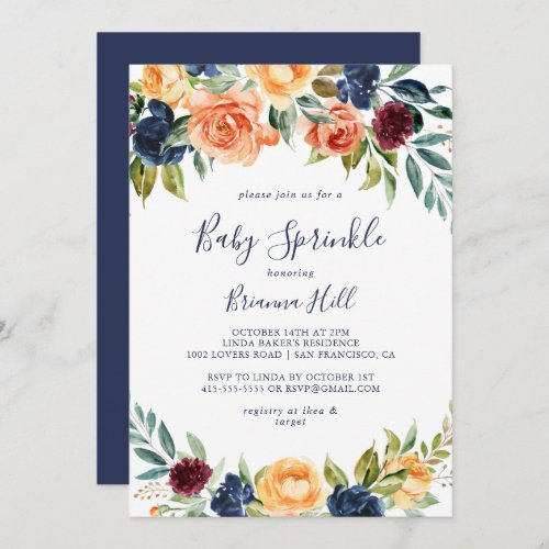 Multicolor Elegant Floral Baby Sprinkle Invitation