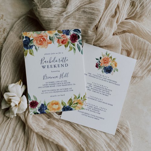 Multicolor Elegant Floral Bachelorette Weekend Invitation