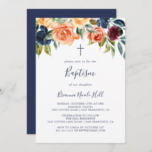 Multicolor Elegant Floral Baptism Invitation