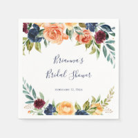 Multicolor Elegant Floral Bridal Shower Napkins