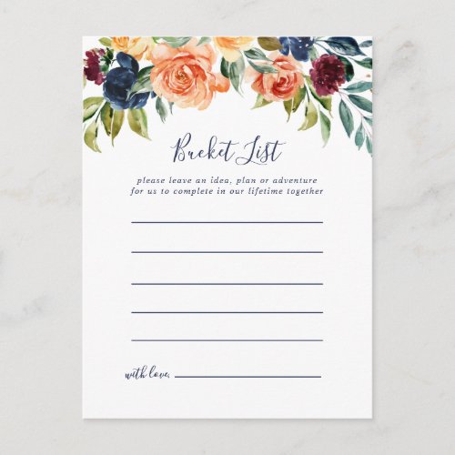 Multicolor Elegant Floral Bucket List Cards