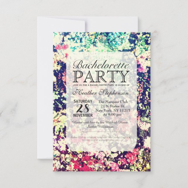 Multicolor Elegant Floral Collage Pattern Invitation (Front)
