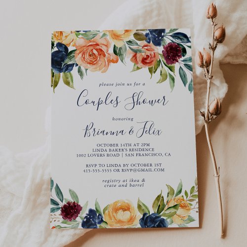 Multicolor Elegant Floral Couples Shower  Invitation