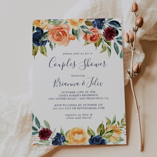 Multicolor Elegant Floral Couples Shower  Invitation (Creator Uploaded)
