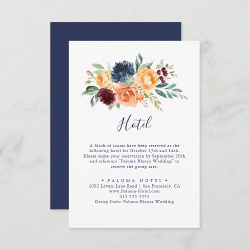 Multicolor Elegant Floral Hotel  Enclosure Card