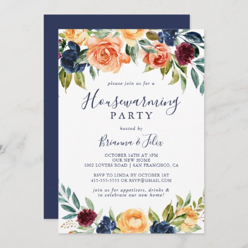 Multicolor Elegant Floral Housewarming Party Invitation