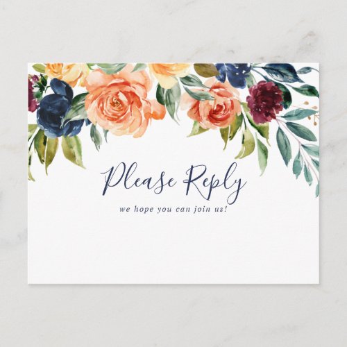 Multicolor Elegant Floral Menu Choice RSVP 