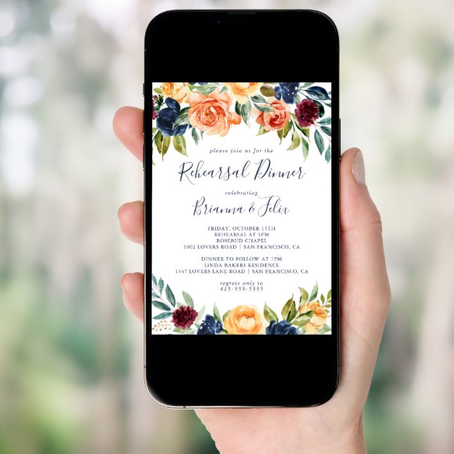 Multicolor Elegant Floral Rehearsal Dinner  Invitation (Front Digital)