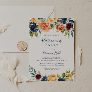 Multicolor Elegant Floral Retirement Party  Invitation