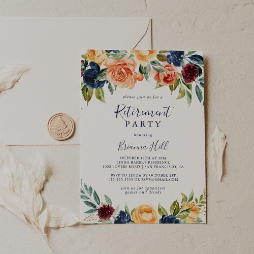 Multicolor Elegant Floral Retirement Party  Invitation