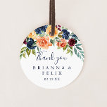Multicolor Elegant Floral Thank You Wedding Favor  Classic Round Sticker<br><div class="desc">This multicolor elegant floral thank you wedding favor classic round sticker is perfect for a modern wedding. The design features neatly hand-drawn bouquets of pink, blush, yellow, burgundy, red, indigo flowers and green foliage, inspiring natural beauty. Make the sticker labels your own by including your names, the event (if applicable),...</div>