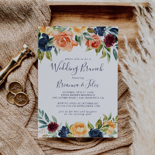 Multicolor Elegant Floral Wedding Brunch Invitation