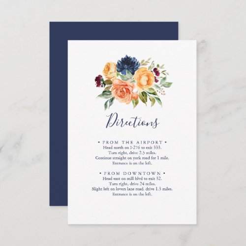 Multicolor Elegant Floral Wedding Directions  Enclosure Card