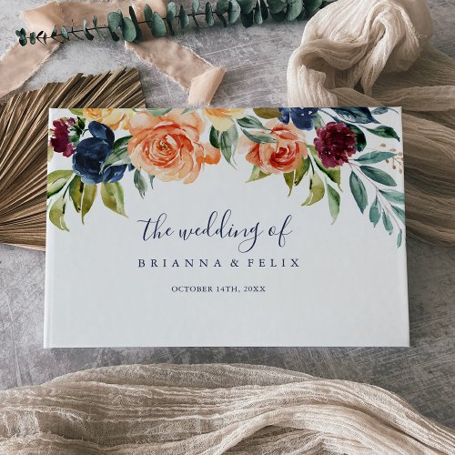 Multicolor Elegant Floral Wedding  Guest Book