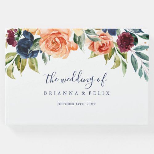 Multicolor Elegant Floral Wedding  Guest Book