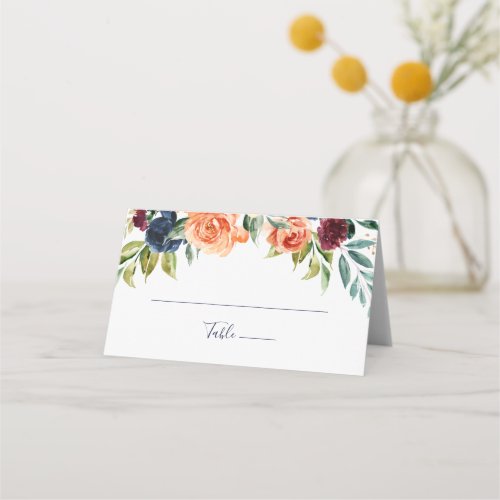 Multicolor Elegant Floral Wedding Place Card