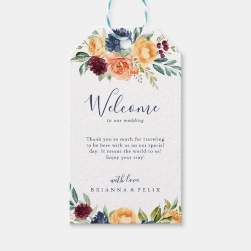 Multicolor Elegant Floral Wedding Welcome  Gift Tags