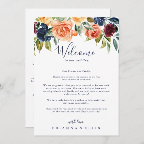 Multicolor Elegant Floral Wedding Welcome Letter