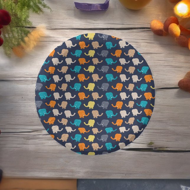 Multicolor Elephant Cartoon  Paper Bowls (baby elephant theme,birthday,wedding,baby shower,special occasion event paper plate party supplies)