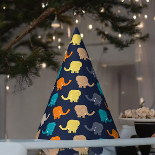 Multicolor Elephant Cartoon  Party Hat