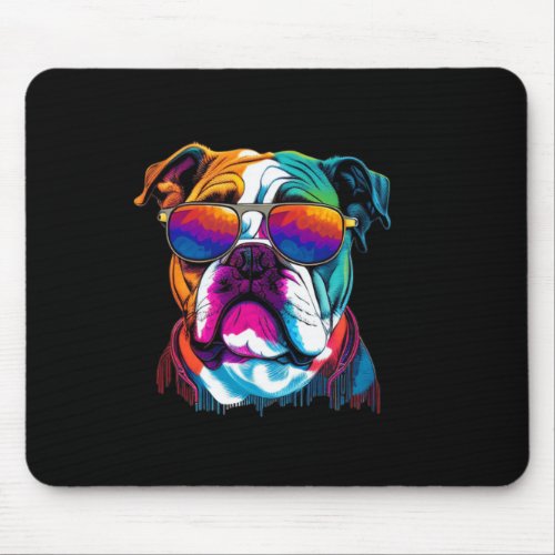 Multicolor English Bulldog Face  Mouse Pad