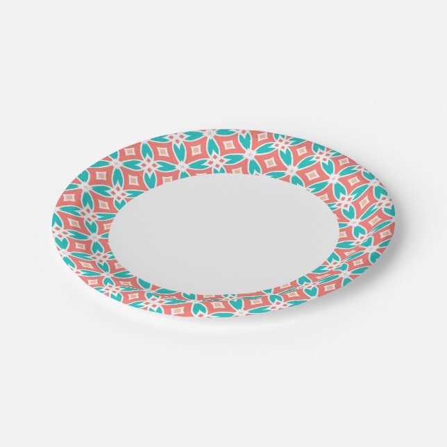 Multicolor Ethnic Pattern Paper Plates (Angled)