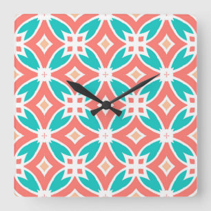 Multicolor Ethnic Pattern Square Wall Clock