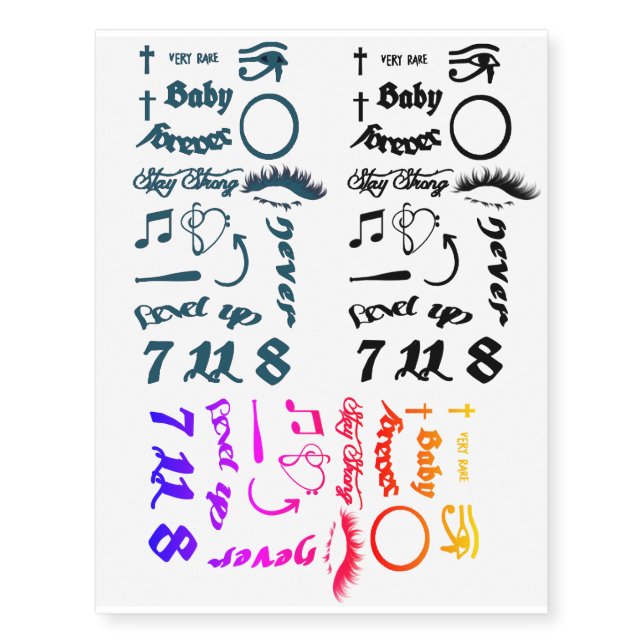 Multicolor Face  temporary tattoos (Front)