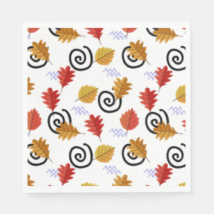 Multicolor Fall Geographic Leaves   Napkins
