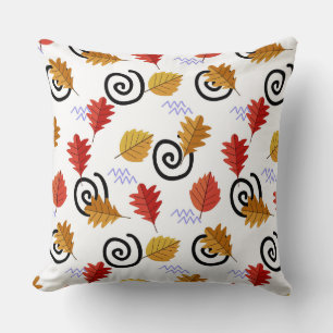 Multicolor Fall Geographic Leaves   Throw Pillow