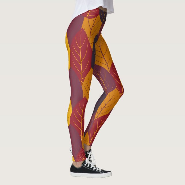 Multicolor Fall Leaves  Leggings (Right)