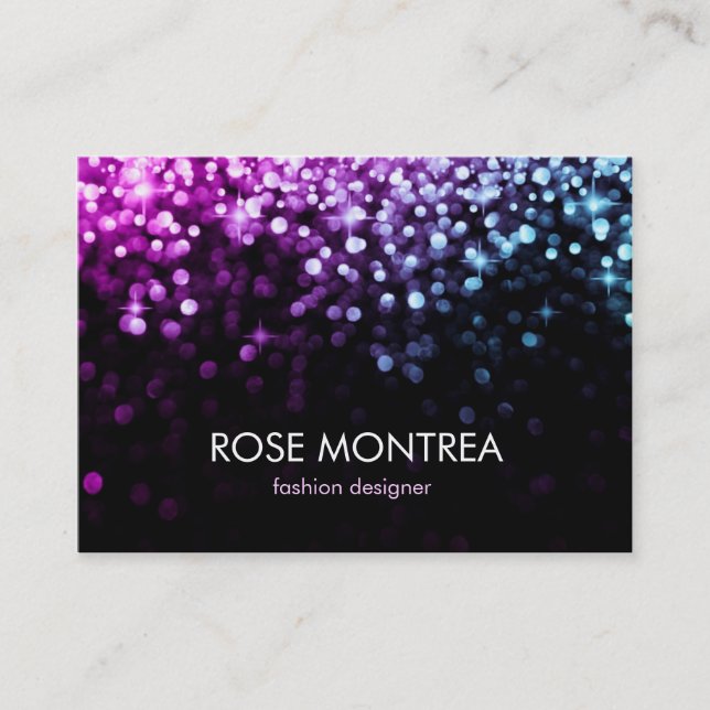 Multicolor Falling Glitter Bokeh Business Card (Front)
