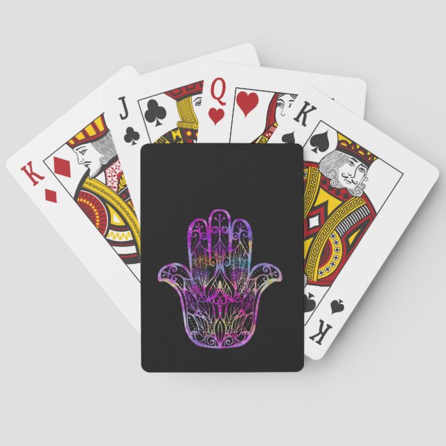 Multicolor Filigree Hamsa  Poker Cards (Back)