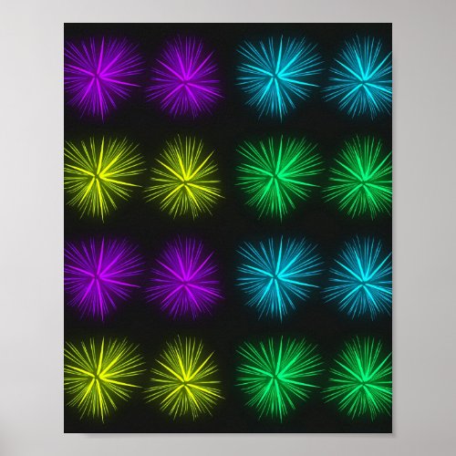 Multicolor fire crackers on black poster