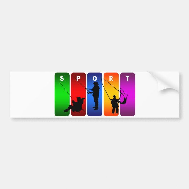 Multicolor Fishing Emblem Bumper Sticker (Front)