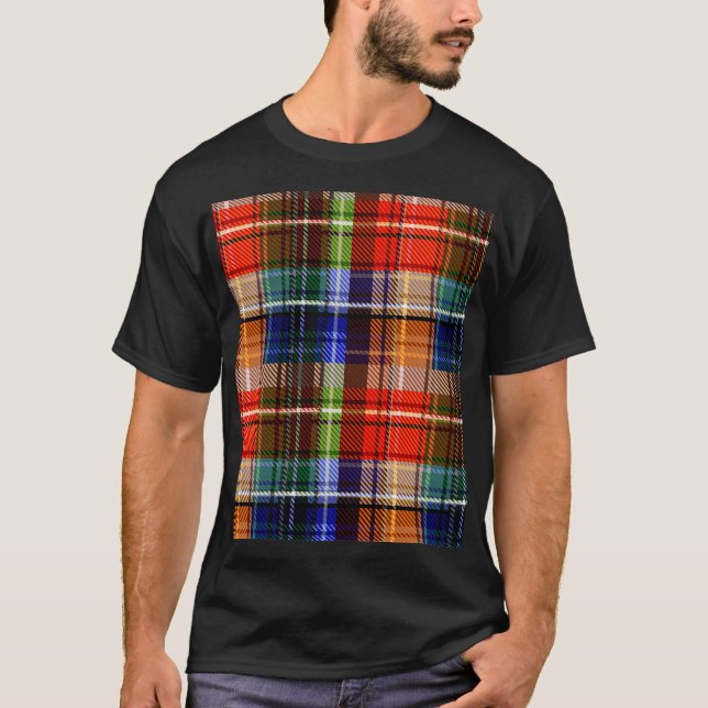 Multicolor Flannel Plaid Tartan Pattern  T-Shirt (Front)