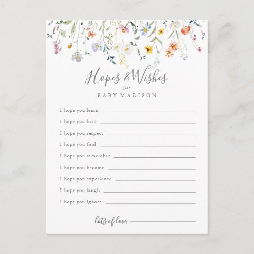 Multicolor Floral Baby Shower Hopes  Wishes Card