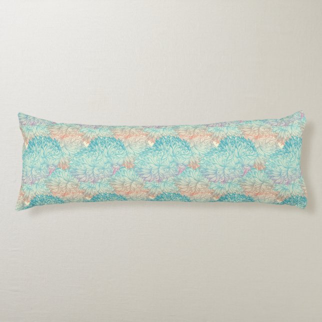 Multicolor Floral Doodle Pattern Body Pillow (Front)