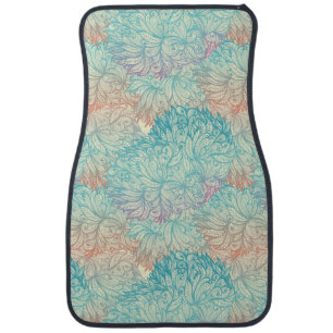 Multicolor Floral Doodle Pattern Car Mat