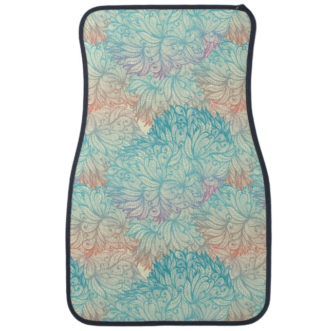 Multicolor Floral Doodle Pattern Car Mat (Front)