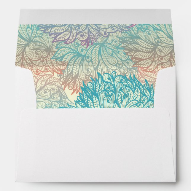 Multicolor Floral Doodle Pattern Envelope (Back (Bottom))