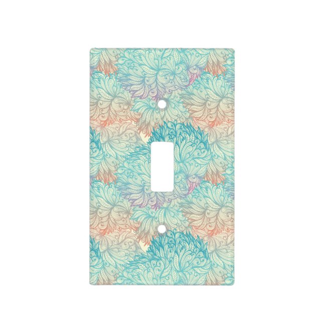 Multicolor Floral Doodle Pattern Light Switch Cover (Front)