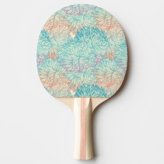 Multicolor Floral Doodle Pattern Ping-Pong Paddle (Front)