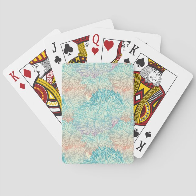 Multicolor Floral Doodle Pattern Poker Cards (Back)