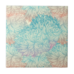 Multicolor Floral Doodle Pattern Tile