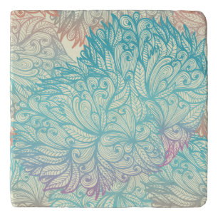 Multicolor Floral Doodle Pattern Trivet