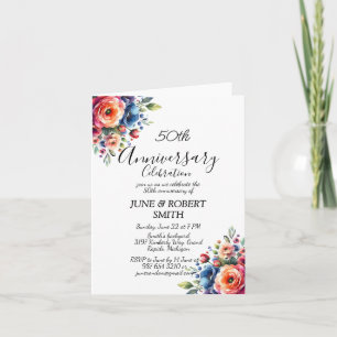 Multicolor floral Modern 50th wedding anniversary Invitation