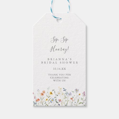 Multicolor Floral Sip Sip Hooray Bridal Shower Gift Tags