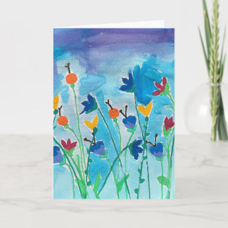 Multicolor Floral Watercolor Blank Greeting Card